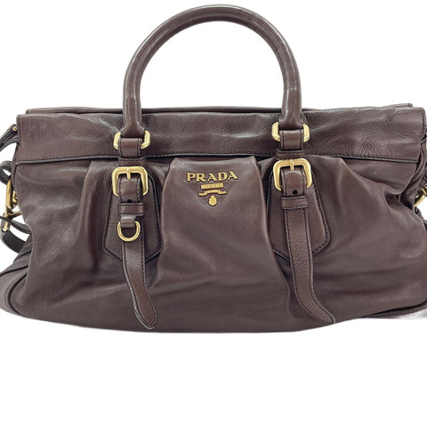PRADA 2WAY Handbag Brown WS30521