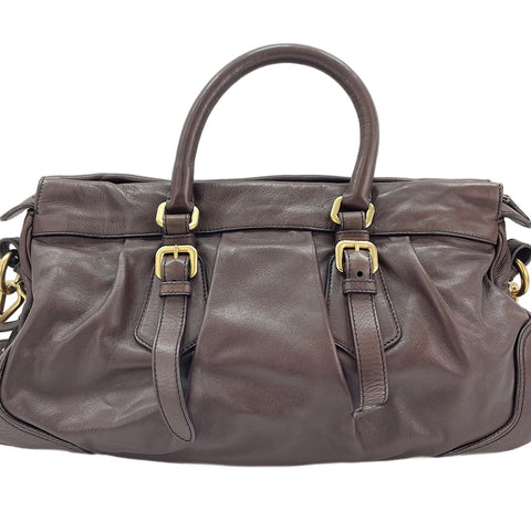 PRADA 2WAY Handbag Brown WS30521
