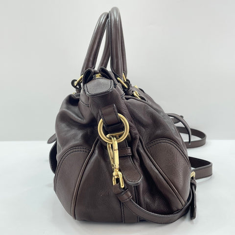 PRADA 2WAY Handbag Brown WS30521