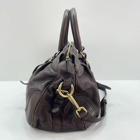 PRADA 2WAY Handbag Brown WS30521