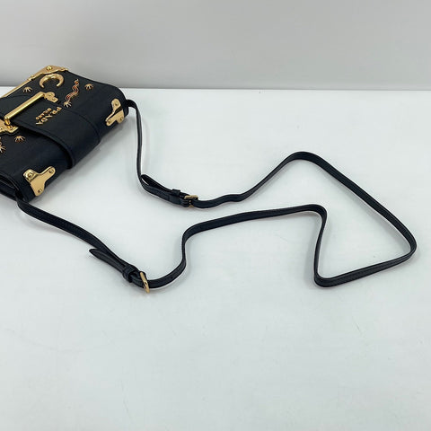 PRADA Cahier Studs Shoulder Bag black WS30535