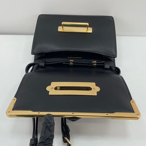 PRADA Cahier Studs Shoulder Bag black WS30535