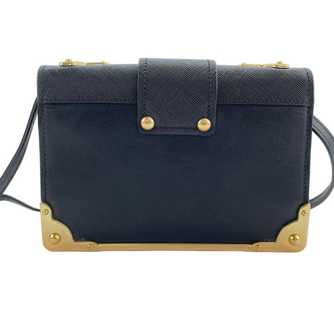 PRADA Cahier Studs Shoulder Bag black WS30535