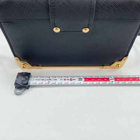 PRADA Cahier Studs Shoulder Bag black WS30535