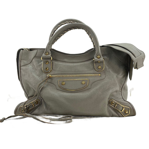 BALENCIAGA Classic Metallic Edge City 2WAY Handbag gray WS30545