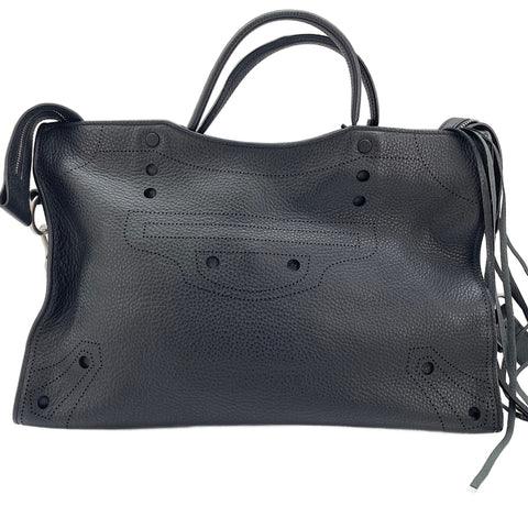 BALENCIAGA Blackout City 2WAY, Fringe Handbag black WS30547
