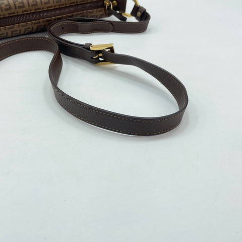 FENDI Zucchino Shoulder Bag Brown WS30562