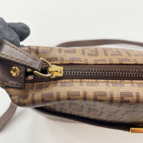 FENDI Zucchino Shoulder Bag Brown WS30562