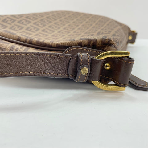 FENDI Zucchino Shoulder Bag Brown WS30562