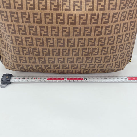 FENDI Zucchino Shoulder Bag Brown WS30562