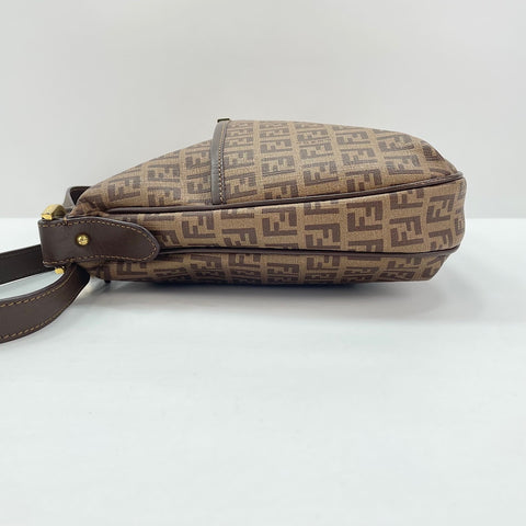 FENDI Zucchino Shoulder Bag Brown WS30562