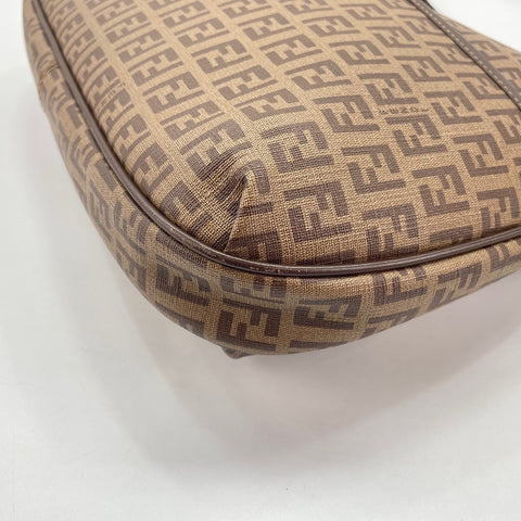 FENDI Zucchino Shoulder Bag Brown WS30562
