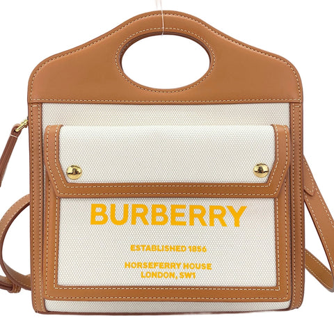BURBERRY Mini Pocket Bag 2WAY Handbag white WS30566