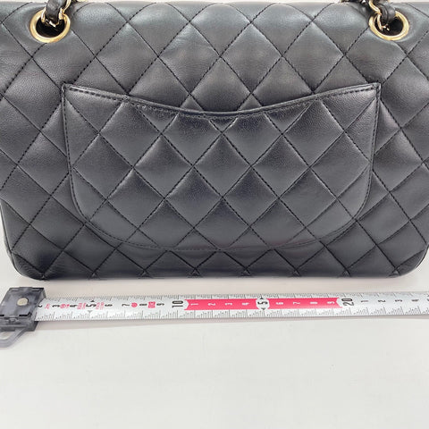 CHANEL Lambskin Matelasse 25 Double Flap Shoulder Bag black WS30568