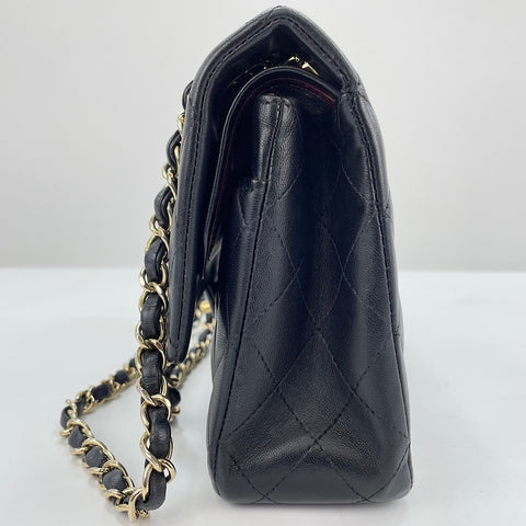 CHANEL Lambskin Matelasse 25 Double Flap Shoulder Bag black WS30568