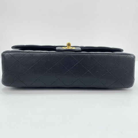 CHANEL Lambskin Matelasse 25 Double Flap Shoulder Bag black WS30568