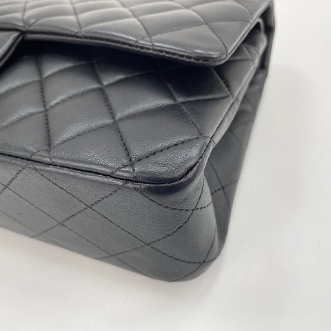 CHANEL Lambskin Matelasse 25 Double Flap Shoulder Bag black WS30568
