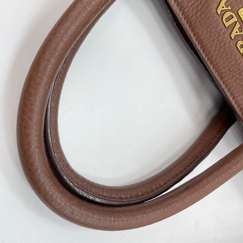 PRADA Vittello Dino 2WAY Handbag Brown WS30575