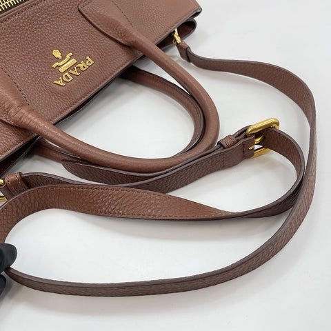 PRADA Vittello Dino 2WAY Handbag Brown WS30575
