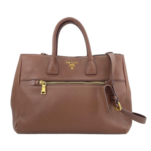 PRADA Vittello Dino 2WAY Handbag Brown WS30575