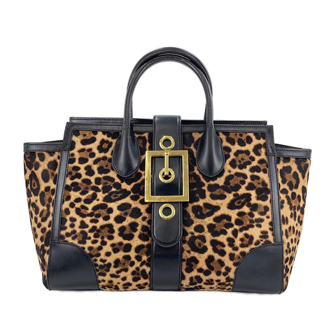 GUCCI Leopard Pattern Tote Bag black WS30586