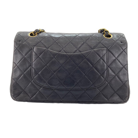 CHANEL Lambskin Matelasse 25 Double Flap Shoulder Bag black WS30622
