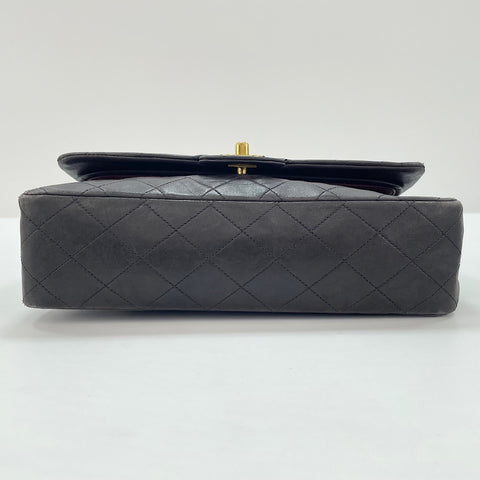 CHANEL Lambskin Matelasse 25 Double Flap Shoulder Bag black WS30622
