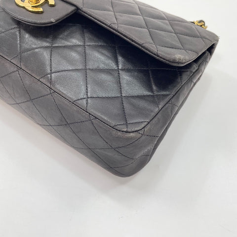 CHANEL Lambskin Matelasse 25 Double Flap Shoulder Bag black WS30622