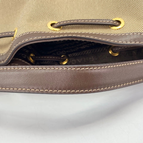 PRADA Duet Logo Jacquard 2WAY Handbag beige WS30666