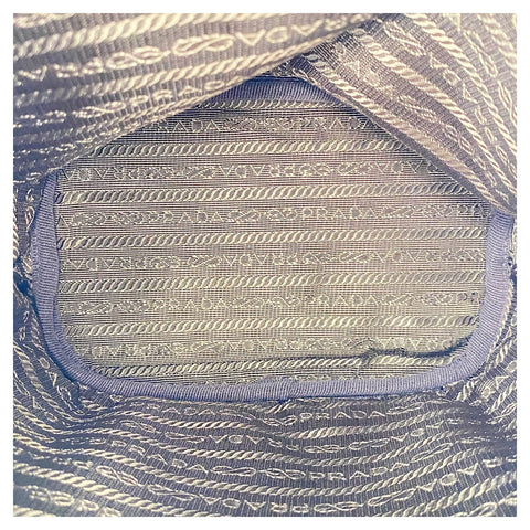 PRADA Duet Logo Jacquard 2WAY Handbag beige WS30666