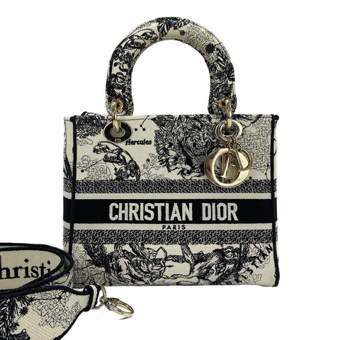 Christian Dior Lady Dior Medium Embroidered, 2-Way Handbag black WS30673