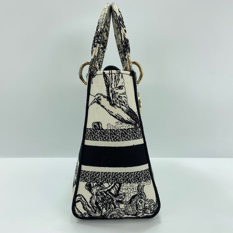 Christian Dior Lady Dior Medium Embroidered, 2-Way Handbag black WS30673