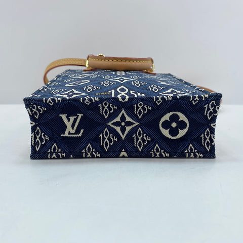 LOUIS VUITTON Petite Sac Plat 1854 Handbag Navy WS30700
