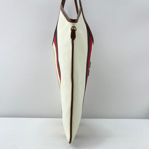 Miu Miu Ivy Stripes Tote Bag white WS30706