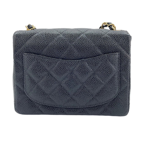 CHANEL Caviar Skin Mini Matelasse Shoulder Bag black WS30731