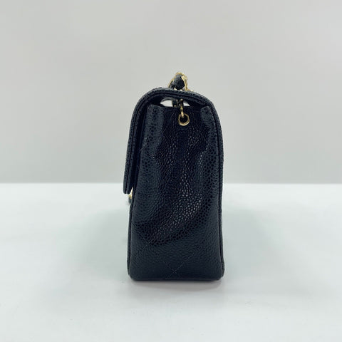 CHANEL Caviar Skin Mini Matelasse Shoulder Bag black WS30731