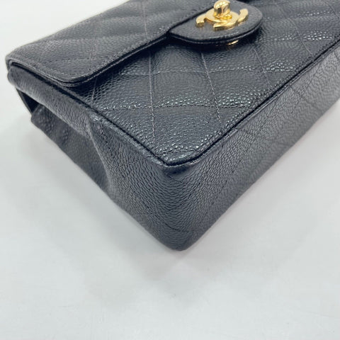 CHANEL Caviar Skin Mini Matelasse Shoulder Bag black WS30731