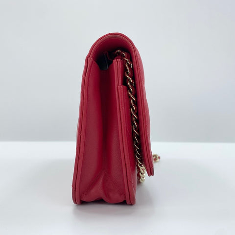 CHANEL Mini Matelassé Shoulder Bag Red WS30735