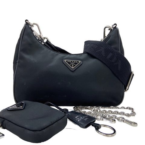 PRADA Triangle logo Shoulder Bag black WS30747
