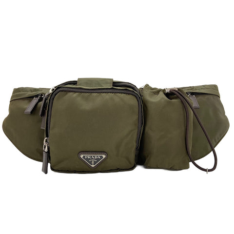 PRADA Triangle logo body bag green WS30748