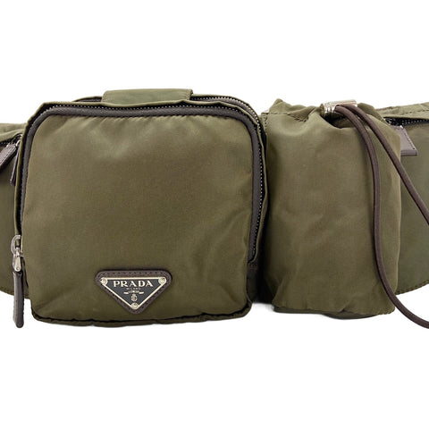 PRADA Triangle logo body bag green WS30748