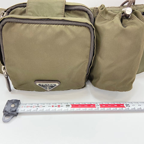 PRADA Triangle logo body bag green WS30748