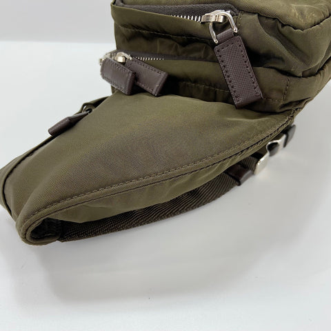 PRADA Triangle logo body bag green WS30748