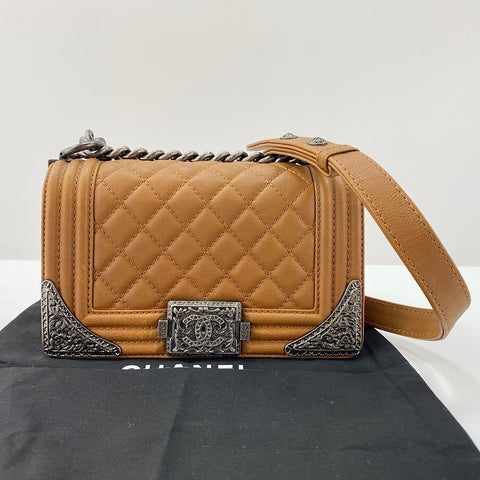 CHANEL Boy Chanel Shoulder Bag Brown WS30765