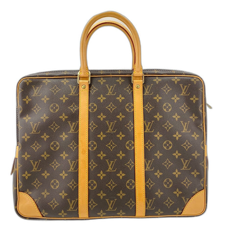 LOUIS VUITTON Port Document Voyage Handbag Brown WS30768