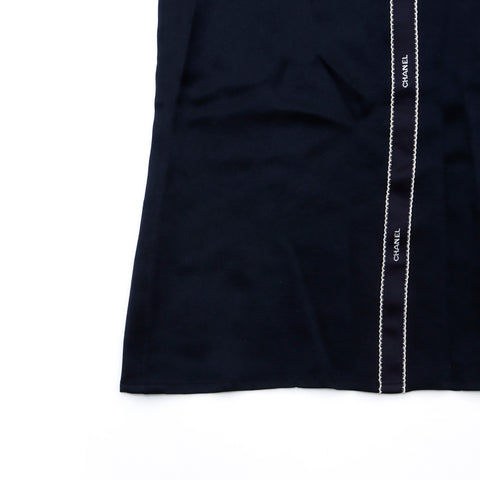Chanel Coco Mark Button 1990 Bluse Seide Schwarz WS3077