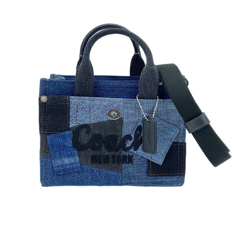COACH Denim Patchwork 2-Way Handbag Navy WS30834