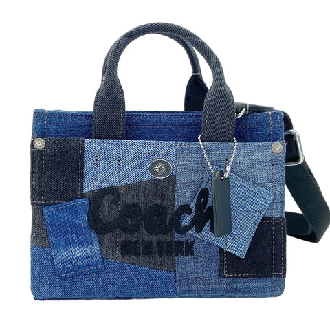COACH Denim Patchwork 2-Way Handbag Navy WS30834