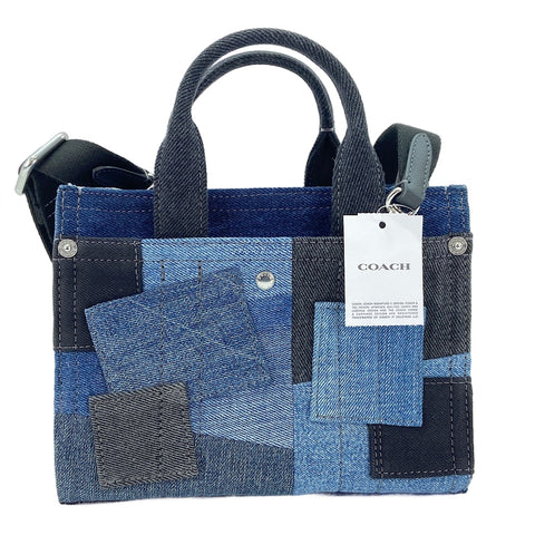 COACH Denim Patchwork 2-Way Handbag Navy WS30834