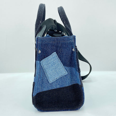 COACH Denim Patchwork 2-Way Handbag Navy WS30834